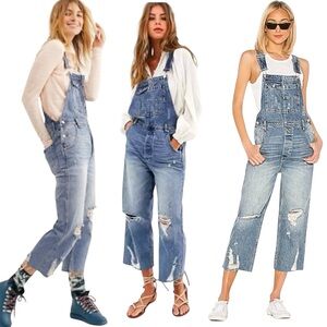Free People Blue Denim Jeans Overalls